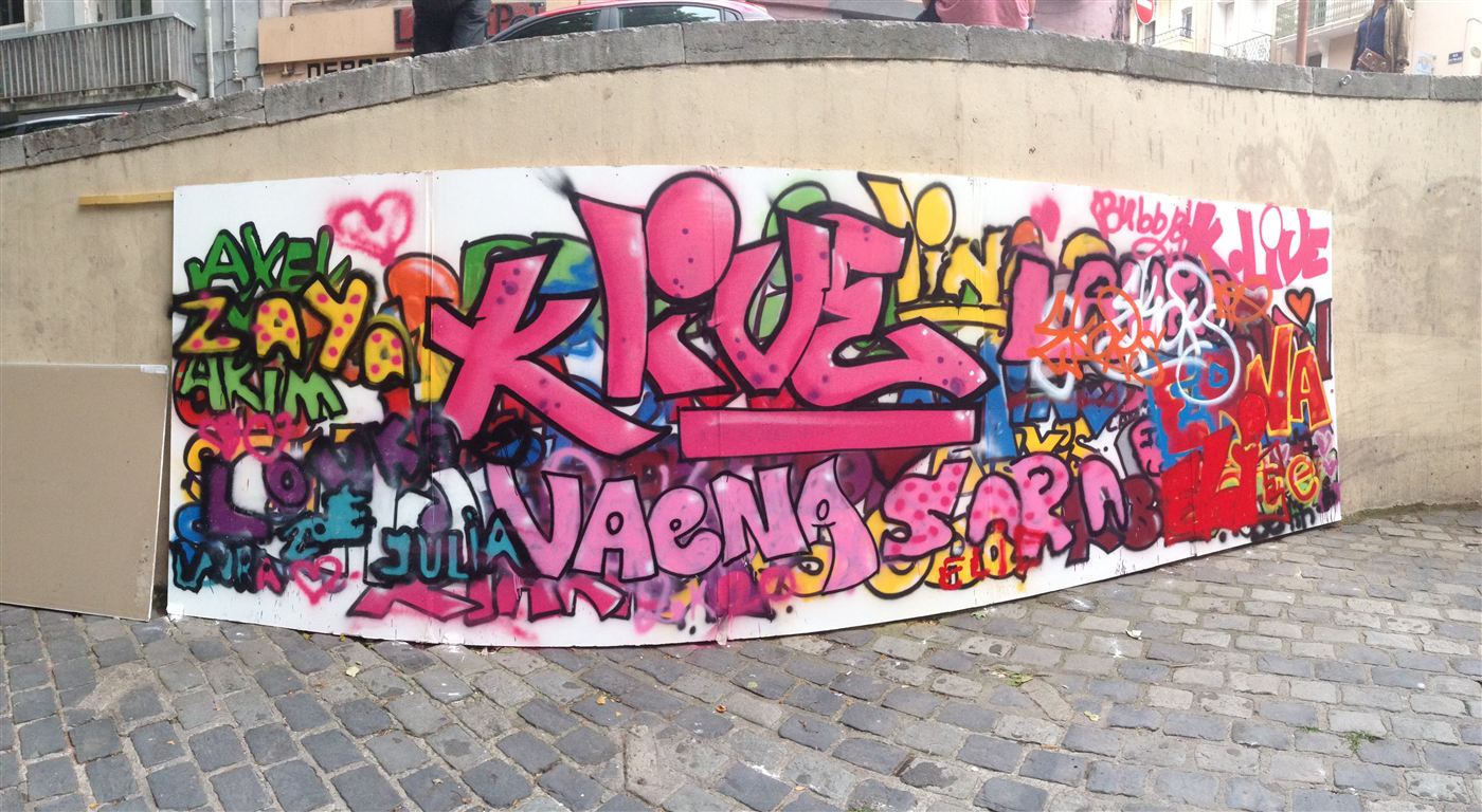 Mur graffiti collectif K-LIVE à Sète, juin 2019